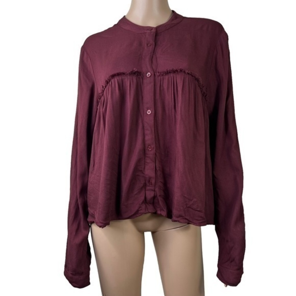 Cloth & Stone Women Top Blouse Red Burgundy Long sleeve Size M